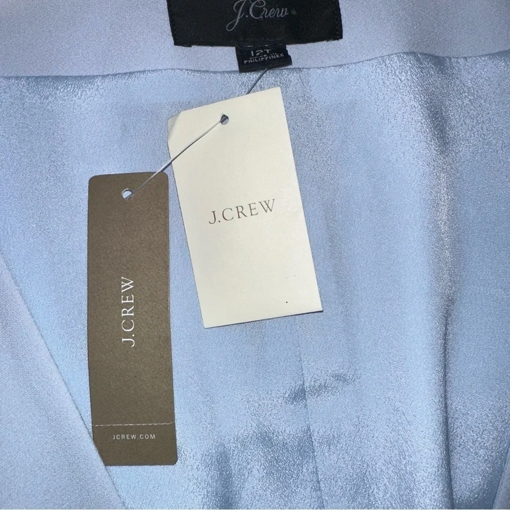 J. Crew Light Blue Crepe V-Neck Wrap Dress 12T Easter Ready NEW